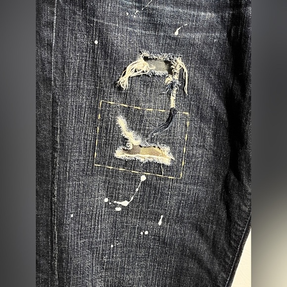 Akoo No Rivals Men's Dark Blue Distressed Jeans sz 40 - Picture 3 of 12